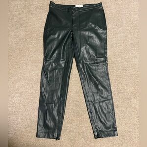 Mango Dark Green Faux Leather Pants